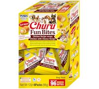 INABA Churu Fun Bites- Deliciosa Comida con Relleno Húmedo para Perros con Pollo, Queso y Atún - Rica en Proteína Perros, 96 Gramos (12g x 8)