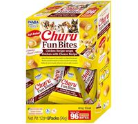 INABA Churu Fun Bites- Deliciosa Comida con Relleno Húmedo para Perros con Pollo, Queso y Atún - Rica en Proteína Perros, 96 Gramos (12g x 8)