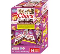 INABA Churu Fun Bites Snack para Perros, bocados de Pollo y Patatas Dulces - 8 Paquetes de 12 g - Comida Suave y Deliciosa para Perros sin conservantes ni colorantes Artificiales, sin Granos