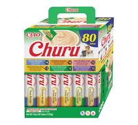 INABA Churu Gatos - 6 Recetas de Snacks Saludables a Base de Atún y Pollo - Deliciosos Premios con Textura Suave y Cremosa - Natural, Sin Cereales, Sin Colorantes - 1,12kg (80 Tubos x 14g)