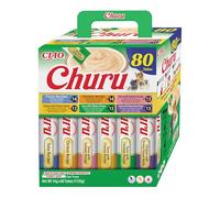 INABA Churu Gatos - 6 Recetas de Snacks Saludables a Base de Atún y Pollo - Deliciosos Premios con Textura Suave y Cremosa - Natural, Sin Cereales, Sin Colorantes - 1,12kg (80 Tubos x 14g)