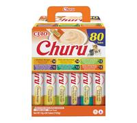 INABA Churu Gatos - 6 Recetas de Snacks Saludables a Base de Pollo - Deliciosos Premios con Textura Suave y Cremosa - Natural, Sin Cereales, Sin Colorantes - 1,12kg (80 Tubos x 14g)