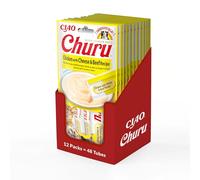 INABA Churu Gatos - Deliciosas Golosinas para Alimentar a Mano - Alimento Saludable con Sabor a Pollo, Queso y Ternera - Sin Conservantes ni Colorantes - 672g (48 Tubos x 14g)