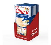 INABA Churu Gatos - Snacks Saludables - Receta de Atún y Ternera - Premios con Textura Cremosa - Sin Cereales, Conservantes, Colorantes - Sólo 6 Cal - 672g (48 Unidades x 14g)