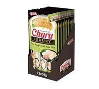 INABA Churu Luxury Gatos - Receta Saludable de Atún y Lenguado - Deliciosos Premios con Textura Suave y Cremosa - Natural, Sin Cereales, Sin Colorantes-56g (4 Tubos x 14g)