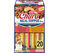 INABA Churu Meal Topper, Snack cremoso para Gatos en 2 variedades de Pollo - 20 barritas x 14gr - Condimento para Comida Seca para Gatos - Snack para Gatos sin conservantes