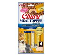 INABA Churu Meal Topper Gatos Adultos - Receta de Pollo y Queso - Alimento Completo y Equilibrado, Ideal para Mezclar con Pienso, Relleno de puré, Delicioso y Sano, Natural, Sin Cereales - 56g (4x14g)