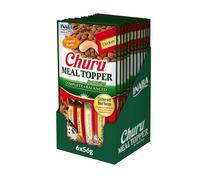 INABA Churu Meal Topper Perros - Receta de Pollo y Ternera - Snack Cremoso para Canes Adultos - Condimento para Comida - Sin colorantes ni Conservantes - 672g (48 x 14g)