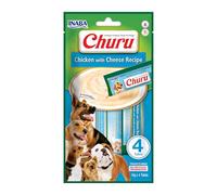 INABA Churu Perros - Receta Saludable de Pollo con Queso - Delicioso Snack Líquido para lamer - Golosinas para Adiestramientro - Sin Colorantes ni Conservantes - 56g (4x14g)