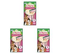 INABA Churu Perros - Receta Saludable de Pollo con Salmón - Golosinas para Dar de Comer con la Mano - Delicioso Snack para Adiestramiento - Sin colorantes ni Conservantes - 56g (4 x 14g)