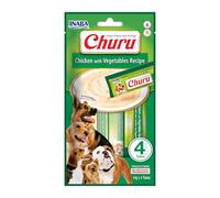 INABA Churu Perros - Receta Saludable de Pollo con Verduras - Delicioso Snack Líquido para lamer - Golosinas para Adiestramientro - Sin Colorantes ni Conservantes - 56g (4x14g)