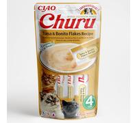 INABA Churu - Premios para Gatos - Snacks Saludables Copos de Atún/Bonito - Textura Cremosa - Sin Cereales, Conservantes, Colorantes - Sólo 6 Cal - 4x14g (56g)
