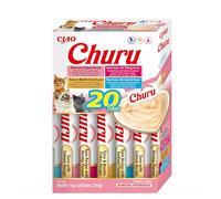 INABA Churu - Premios Puré para Gatos - 4 Sabores de Atún - Deliciosos Snacks para Felinos - Textura Blanda y Cremosa - Ideal Adiestramiento - 40 Tubos x 14g