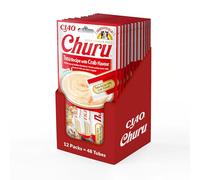 INABA Churu Püree golosinas para Gatos - Pasta para Gatos para Alimentar a Mano - palitos para Gatos con atún y gambas - Pack de 12/48 palitos