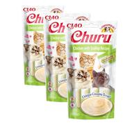 INABA Churu - Puré de Pollo y Vieira - Deliciosos Snacks para Gatos - Textura Suave y cremosa - Comida para Gatos - 4 Tubos x 14g (Paquete de 3)