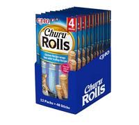 INABA Churu Rolls Gatos - Receta Saludable de Atún Recubierto de Vieira - Golosinas para Dar de Comer con la Mano - Deliciosos Snacks con Relleno cremoso - Atún Recubierto de Vieira - 480g (48x10g)