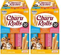 INABA Churu Rolls - Snack para Perros, palitos de Pollo con 3 sabores Diferentes - Premios Suaves y deliciosos sin conservantes ni colorantes - 240g (20x12g) (Paquete de 2)