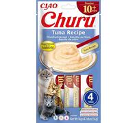 INABA Churu Senior - Deliciosos Snacks para Gatos Mayores 10+ años - Textura Suave y Cremosa - Receta de Atún 14x4 Tubos (56g)