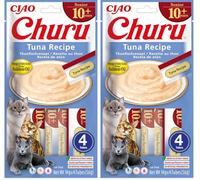INABA Churu Senior - Deliciosos Snacks para Gatos Mayores 10+ años - Textura Suave y Cremosa - Receta de Atún 14x4 Tubos (56g) (Paquete de 2)