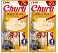 INABA Churu Senior Gatos - Deliciosos Snacks para Gatos Mayores 10+ años - Textura Suave y Cremosa - Receta de Pollo 14x4 Tubos (56g) (Paquete de 2)