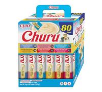 INABA Churu Snack para Gatos, Multipack Sabor Atún, 80 Sticks x 14g | Snack Suave y Cremoso, 6 Recetas Diferentes, Delicioso, Sticks para Lamer, Natural, Sin Cereales, Sin Colorantes