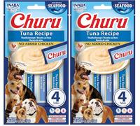 INABA Churu Snack para Perros Cremoso de Atún - Premios Saludables, Bajas Calorías, Suaves y Deliciosos - Snack Natural sin Conservantes ni Colorantes Artificiales - 56g (4 x 14g) (Paquete de 2)