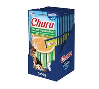 INABA Churu Snack para Perros Cremoso de Salmón con Verduras - Premios Saludables, Bajas Calorías, Suaves y Deliciosos, Snack Natural sin Pollo, sin Colorantes Artificiales - 12 Packs (48 tubos x 14g)