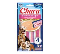 INABA Churu Snack para Perros Cremoso de Salmón - Premios Saludables, Bajas Calorías, Suaves y Deliciosos - Snack Natural sin Pollo, sin Colorantes Artificiales - 1 Pack (4 Tubos x 14g)