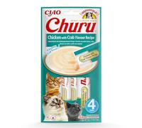 INABA Churu puré para gatos – pollo con cangrejo – 4 x 14 g