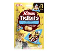 INABA Churu Tidbits Gatos - Receta Saludable de Pollo con Atún - Snack Tierno con Relleno Cremoso - Golosina Natural, Sin Cerales, sin Conservantes ni Colorantes - 36g (3 Packs x 12g)