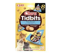 INABA Churu Tidbits Gatos - Receta Saludable de Pollo con Atún y Salmón - Snack Tierno con Relleno Cremoso - Golosina Natural, Sin Cerales, sin Conservantes ni Colorantes - 96g (8 Packs x 12g)