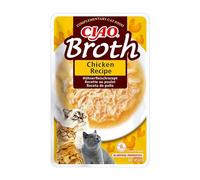 INABA Ciao Broth, Alimento Húmedo para Gatos, Sabor Pollo, 40g | Caldo Ligero con Pollo Desmenuzado, Complemento y Guarnición para su Comida, Ingredientes Premium, Bajo en Calorías