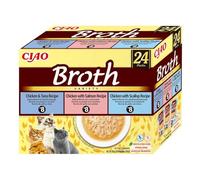 INABA Ciao Caldo - complemento alimenticio para gatos caldo aromatizado con pollo, salmón, atún y vieira 24x40g