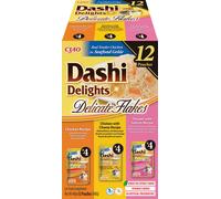 INABA Ciao Dashi Delights Delicate Flakes: pienso complementario para gatos con sabor a pollo, pollo y queso, y pollo y salmón (12 x 40 g)