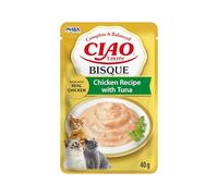 INABA Ciao Entrée Bisque, Comida Húmeda para Gatos, Comida Completa y Equilibrada con Pollo y Atún, Puré Cremoso Elaborado con Ingredientes Naturales, Alta Humedad, para Gatos Adultos, 1 x 40 g