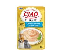 INABA Ciao Entrée Bisque, Comida Húmeda para Gatos, Comida Completa y Equilibrada con Pollo y Queso, Puré Cremoso Elaborado con Ingredientes Naturales, Alta Humedad, para Gatos Adultos, 1 x 40 g