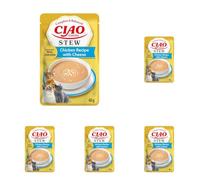 INABA Ciao Entrée Stew, Comida Húmeda para Gatos, Comida Completa con Tiras de Pollo y Queso, Rico y Cremoso Estofado Elaborado con Ingredientes Naturales, Alta Humedad, para Gatos Adultos, 1 x 40 g