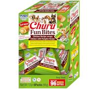 INABA Churu Fun Bites- Deliciosa Comida con Relleno Húmedo para Perros con Pollo, Calabaza y atún - Rica en nutrientes para Perros, 96 Gramos (12g x 8)