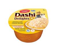 INABA Dashi Delights, Alimento Húmedo para Gatos, Pollo con Queso, 70g | Copos Tiernos en Caldo, Inspirado en la Tradición Japonesa, Snack Delicioso, Complemento para la Comida, Alta Humedad