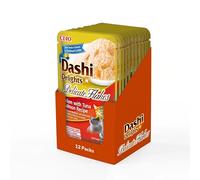 INABA Dashi Delights Delicate Flakes, Comida Húmeda para Gatos con Pollo, Atún y Salmón, Copos en Caldo de Pescado, Rica en Proteínas, Ingredientes Naturales, Comida Complementaria, 12 Sobres de 40 g