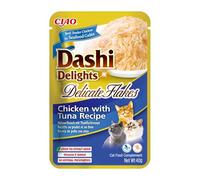 INABA Dashi Delights Delicate Flakes, Comida Húmeda para Gatos con Pollo y Atún, Copos en Caldo de Pescado, Rica en Proteínas, Ingredientes Naturales, Comida Complementaria, 1 sobre de 40 g