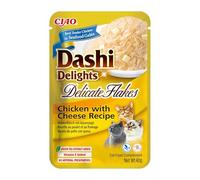INABA Dashi Delights Delicate Flakes, Comida Húmeda para Gatos con Pollo y Queso, Copos en Caldo de Pescado, Rica en Proteínas, Ingredientes Naturales, Comida Complementaria, 1 sobre de 40 g