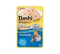 INABA Dashi Delights Delicate Flakes, Copos en Caldo para Gatos de Atún, Comida Húmeda Rica en Proteínas, Ingredientes Naturales, Snack Húmedo para Gatos, Sopa para Gatos, 1 sobre x 40 g
