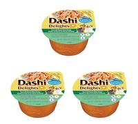 INABA Dashi Delights Gatos - Caldo Saludable con Copos de Atún, Queso y Bonito - Alto Contenido en Proteínas - Ingredientes Naturales - Sin Conservantes ni Colorantes - 70 g (Paquete de 3)