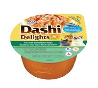 INABA Dashi Delights Gatos - Caldo Saludable con Copos de Atún, Queso y Bonito - Alto Contenido en Proteínas - Ingredientes Naturales - Sin Conservantes ni Colorantes - 70 g
