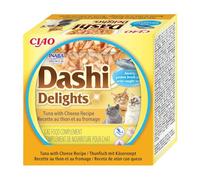 INABA Dashi Delights Gatos - Caldo Saludable con Copos de Atún y Queso - Alto Contenido en Proteínas - Ingredientes Naturales - Sin Conservantes ni Colorantes - 420g (6X 70g)