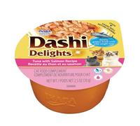INABA Dashi Delights Gatos - Caldo Saludable de Copos de Bonito con Salmón - Alto Contenido en Proteínas - Ingredientes Naturales - Sin Conservantes ni Colorantes - 70 g