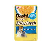 INABA Dashi Delights Silky Broth, Caldo para Gatos de Atún, Comida Húmeda Rica en Proteínas, Ingredientes Naturales, Snack Húmedo para Gatos, Sopa para Gatos, 1 sobre x 40 g