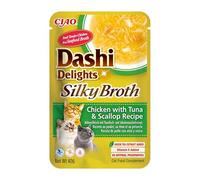 Churu Dashi Delights Silky Broth Receta Pollo, Atún y Vieira Caldo para Gatos 40 gr