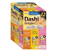 INABA Ciao Dashi Delights Delicate Flakes: pienso complementario para gatos con sabor a pollo, pollo y queso, y pollo y salmón (12 x 40 g)